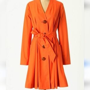 Anthropologie for ELEVENSES Puddle Chaser Orange Trench Coat Sz 8